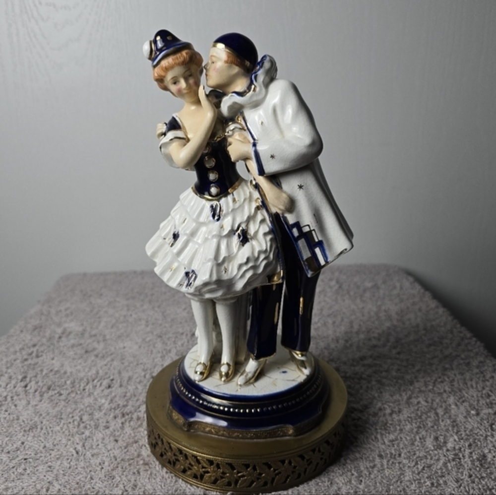 Antique 1920s Art Deco Pierrot &Pierrette Porcelain Figure- Japan